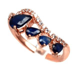 Natural Blue Sapphire .925 Sterling Silver Ring Size 6